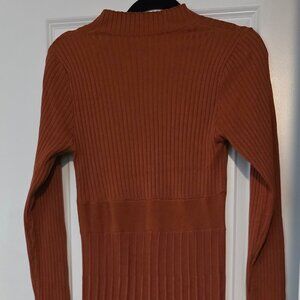 Burnt orange mock neck sweater dress